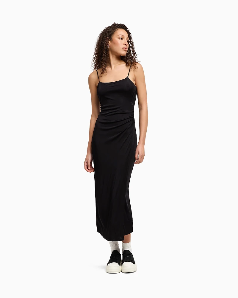 Long jersey dress with drape