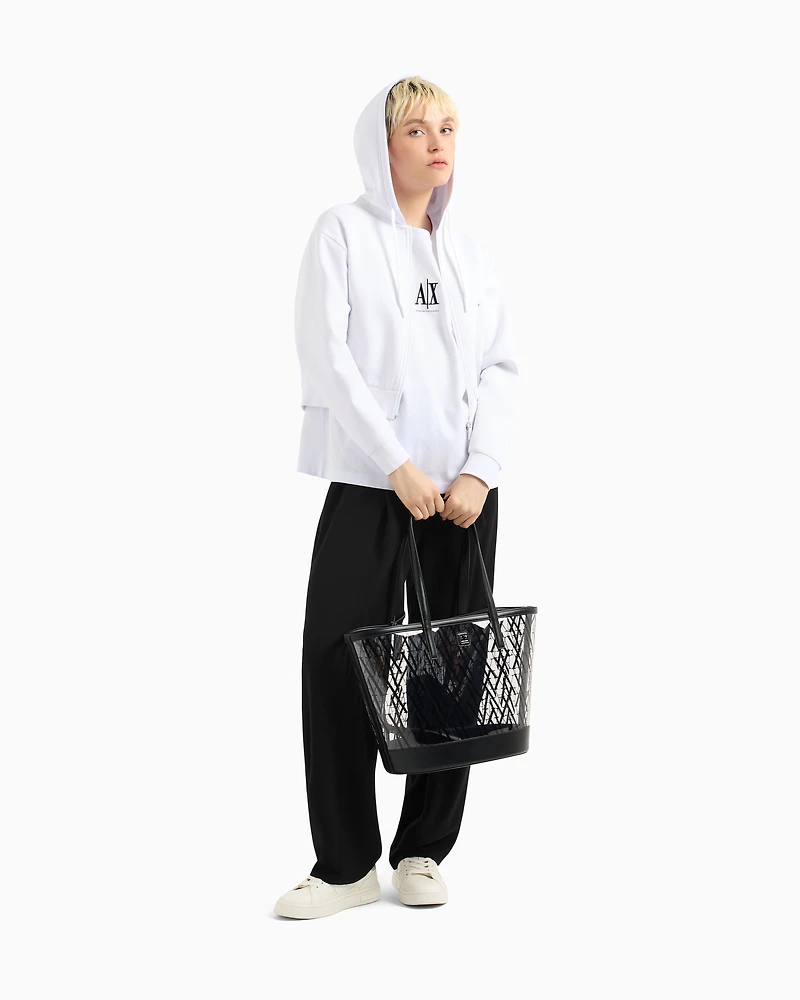 Transparent shopper bag with allover logo