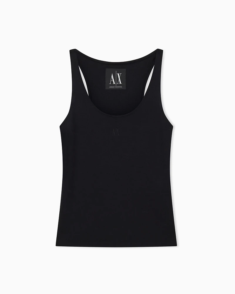 Armani Exchange - Jersey tank top with logo, Woman, Black, Size: