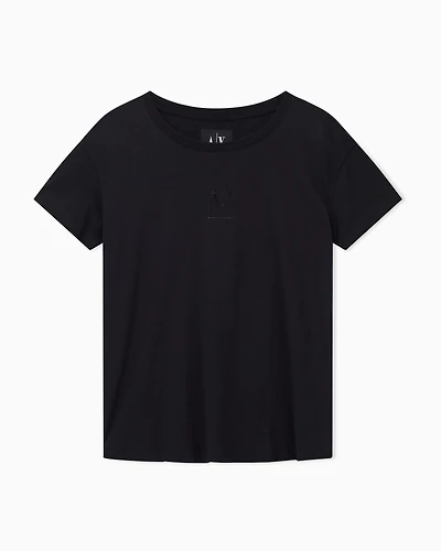 Armani Exchange - Boyfriend T-shirt with Icon logo, Woman, Black, Size: