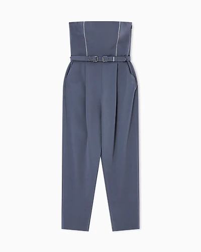 Jumpsuit with pleats and belt