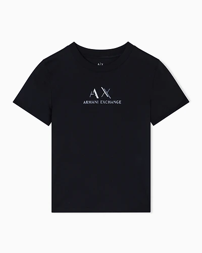 Armani Exchange - Regular fit T-shirt with graphic logo, Woman, Black, Size:
