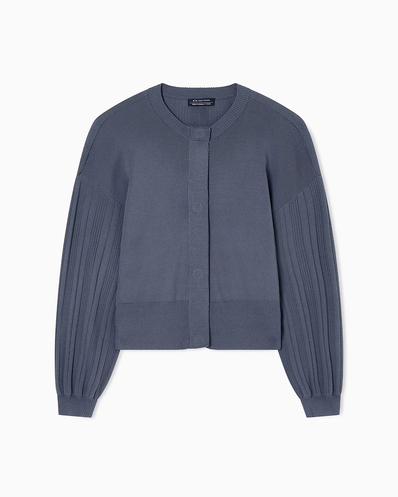 Armani Exchange - Cardigan with ribbed sleeves, Woman, Grey, Size: