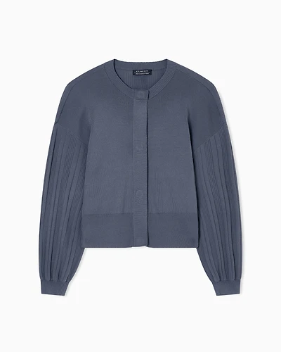 Armani Exchange - Cardigan with ribbed sleeves, Woman, Grey, Size: