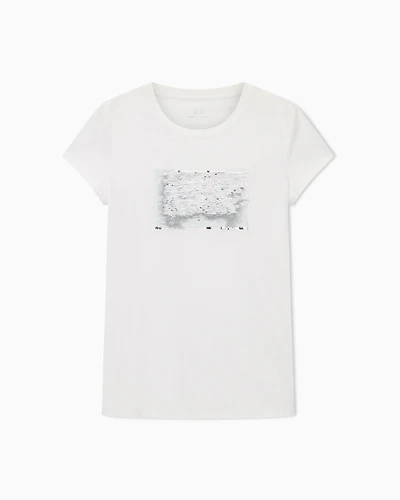 Armani Exchange - Slim fit T-shirt stretch cotton jersey, Woman, White, Size: