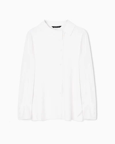 Armani Exchange - Crepe shirt with asymmetric collar, Woman, White, Size: