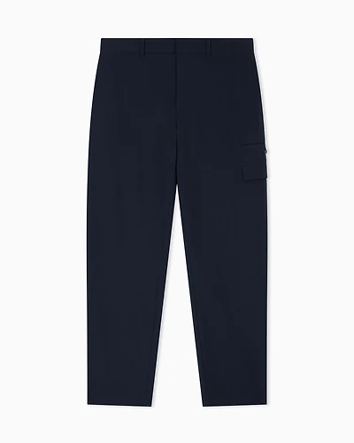 Armani Exchange - Stretch nylon cargo trousers, Man, Navy Blue, Size:
