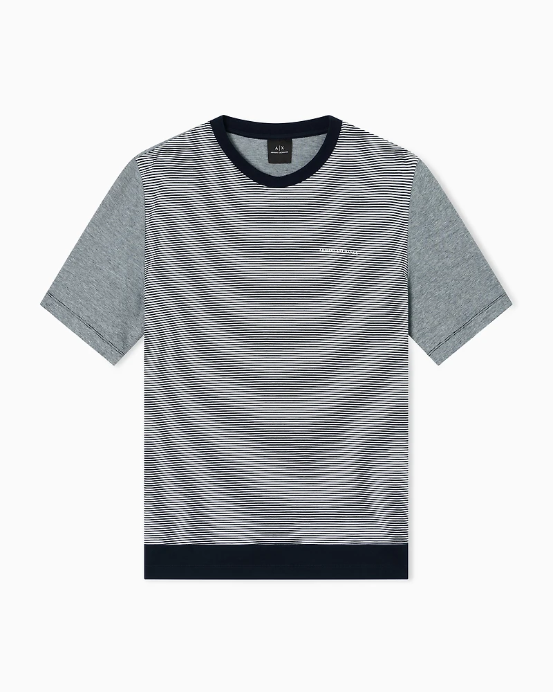 Armani Exchange - Striped cotton T-shirt, Man, Blue, Size: