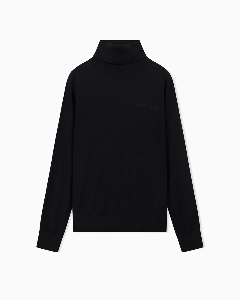 Armani Exchange - Merino turtleneck sweater, Woman, Black, Size: