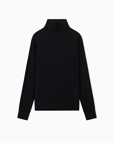 Armani Exchange - Merino turtleneck sweater, Woman, Black, Size: