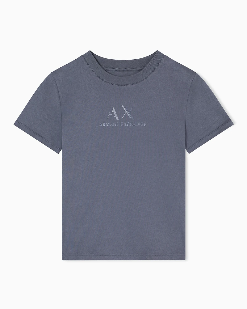 Armani Exchange - Regular fit T-shirt with graphic logo, Woman, Grey, Size: