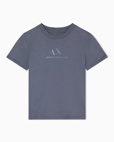 Armani Exchange - Regular fit T-shirt with graphic logo, Woman, Grey, Size: