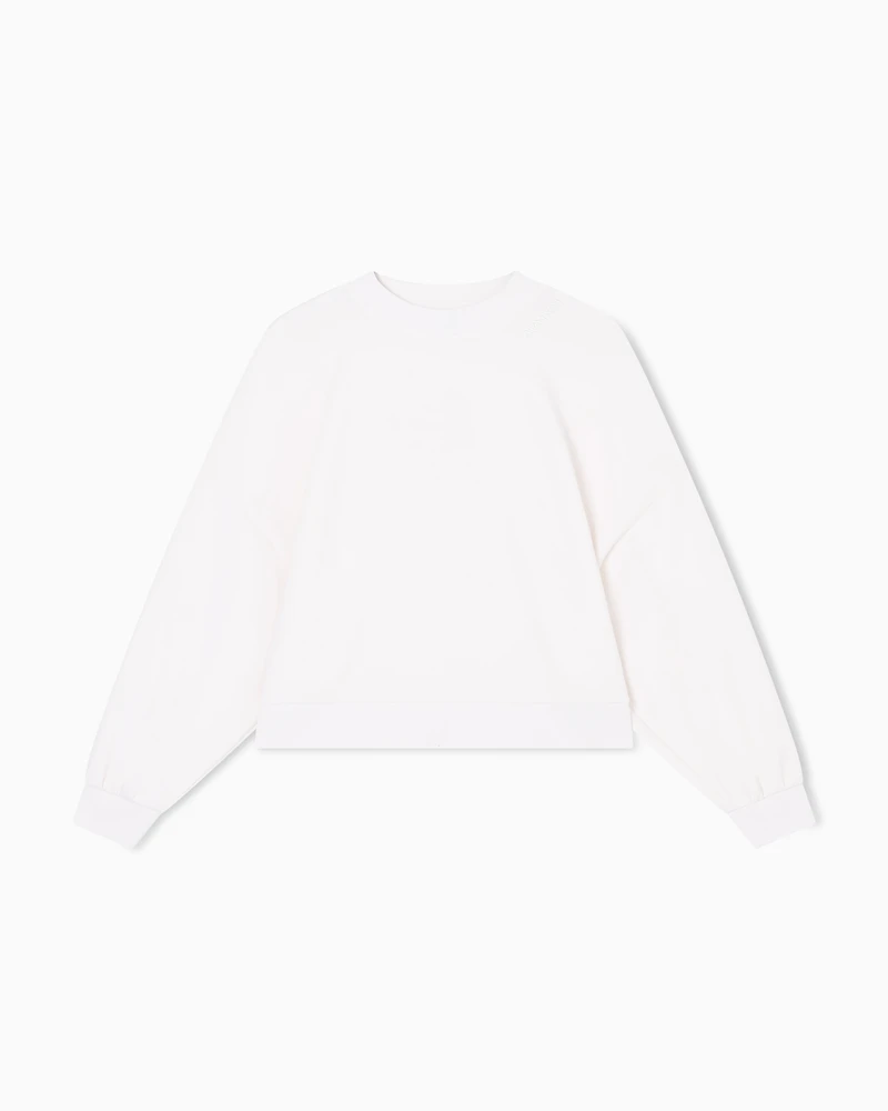 Armani Exchange - Cropped Crewneck Sweatshirt, Woman, White, Size: