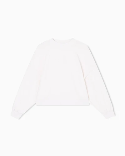 Armani Exchange - Cropped Crewneck Sweatshirt, Woman, White, Size: