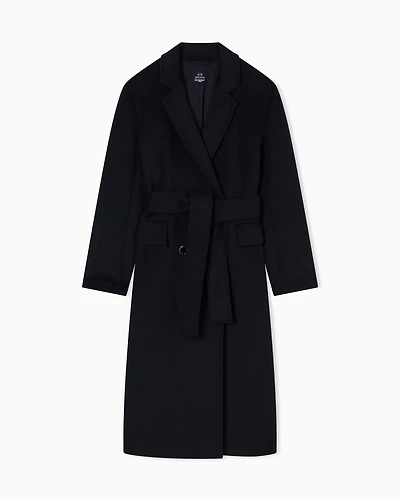 Armani Exchange - Wool blend belted coat, Woman, Black, Size: