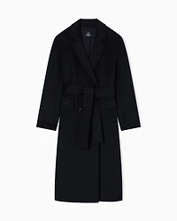 Armani Exchange - Wool blend belted coat, Woman, Black, Size: