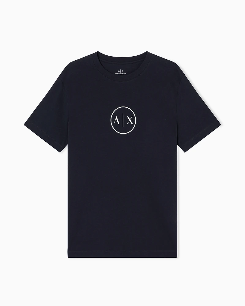 Armani Exchange - Regular fit T-shirt with round logo, Man, Navy Blue, Size: