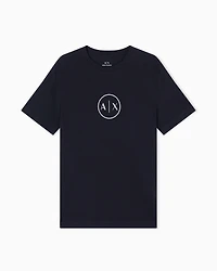 Armani Exchange - Regular fit T-shirt with round logo, Man, Navy Blue, Size: