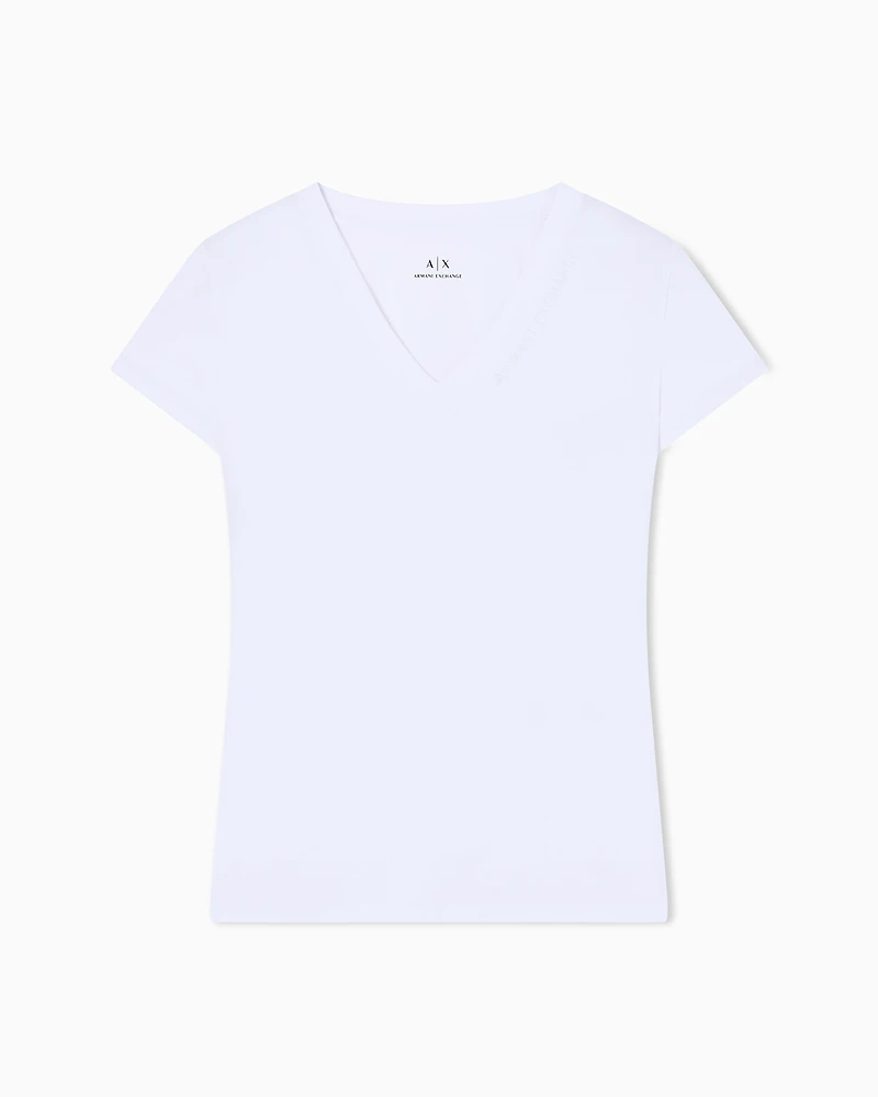Armani Exchange -  Slim fit T-shirt with logo, Woman, White, Size: