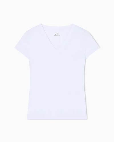 Armani Exchange -  Slim fit T-shirt with logo, Woman, White, Size: