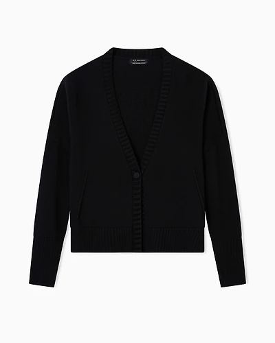 Armani Exchange - Asymmetrical cotton cardigan, Woman, Black, Size: