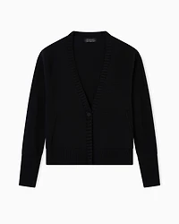 Armani Exchange - Asymmetrical cotton cardigan, Woman, Black, Size: