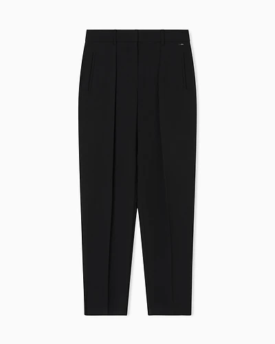 Armani Exchange - Trousers with pleats flowing fabric, Woman, Black, Size: