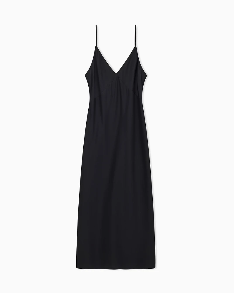 Armani Exchange - Shiny satin midi dress, Woman, Black, Size: