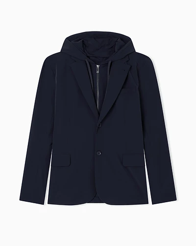 Stretch nylon hooded jacket