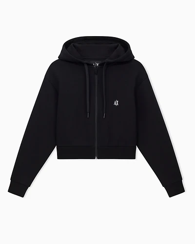 Armani Exchange -  Icon Cropped Hoodie, Woman, Black, Size: