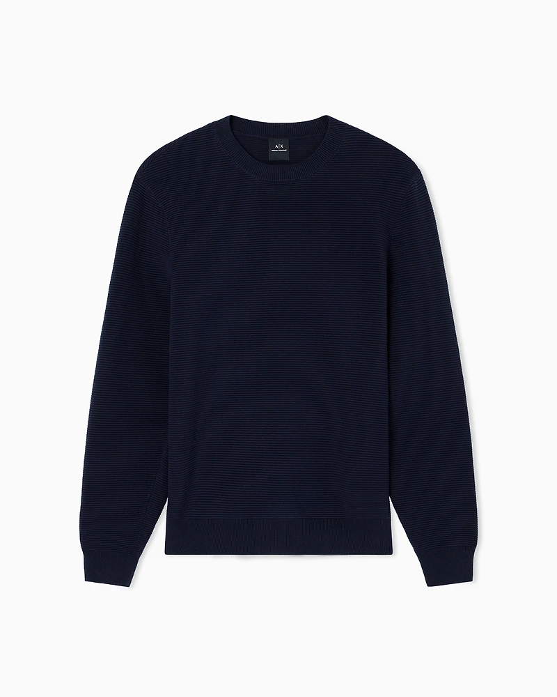 Striped Texture Crew Neck Sweater