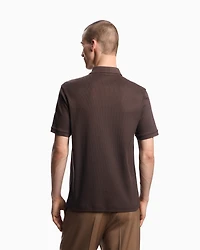 Emporio Armani - Jersey polo shirt with vertical jacquard motif, Man, Brown, Size: