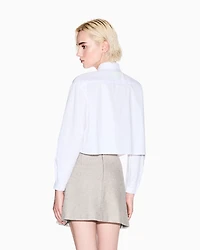 Pleated miniskirt herringbone fabric