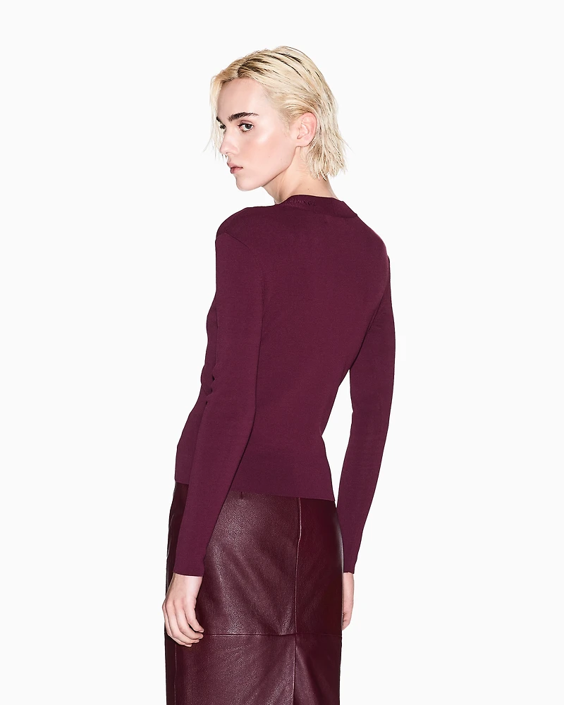 Armani Exchange - Wide rib sweater, Woman, Burgundy, Size: