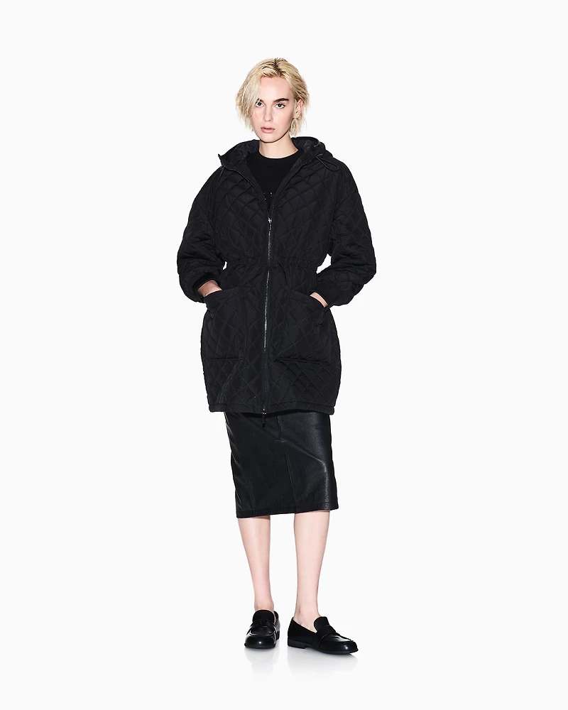 Armani Exchange - Parka with diamond quilted hood, Woman, Black, Size: