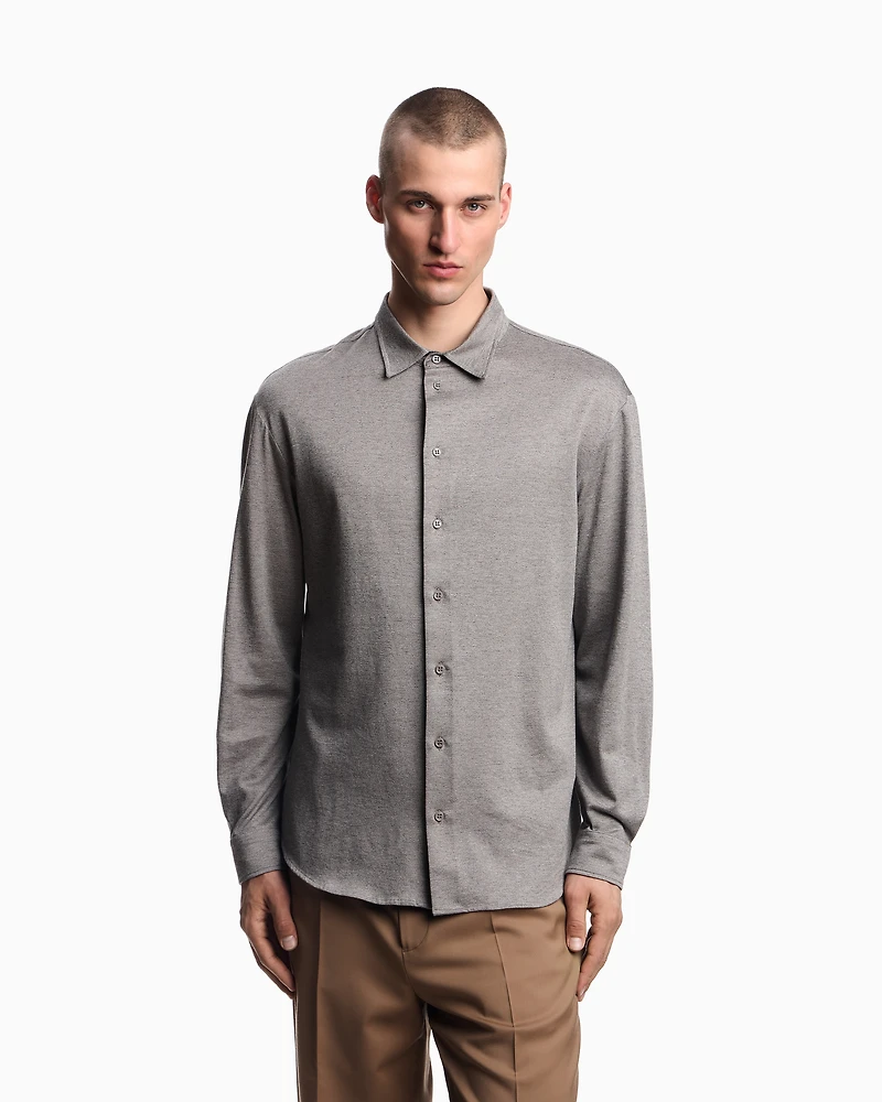Emporio Armani - Icon jaspé jersey shirt, Man, Beige, Size: