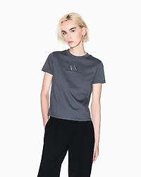 Armani Exchange - Regular fit T-shirt with graphic logo, Woman, Grey, Size: