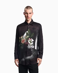 Emporio Armani - Shirt with oversized woman and foliage print, Man, Patterned, Size: