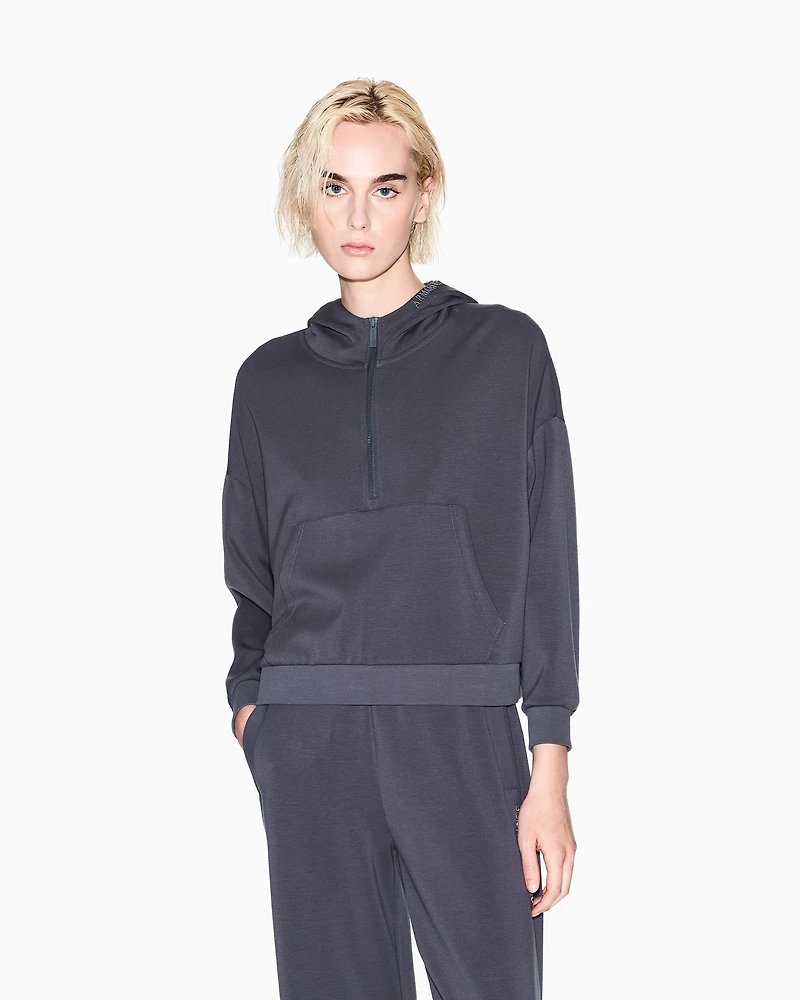Armani Exchange - Half zip hoodie, Woman, Grey, Size:
