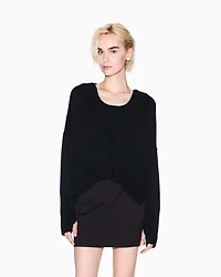 Armani Exchange - Asymmetrical cotton cardigan, Woman, Black, Size: