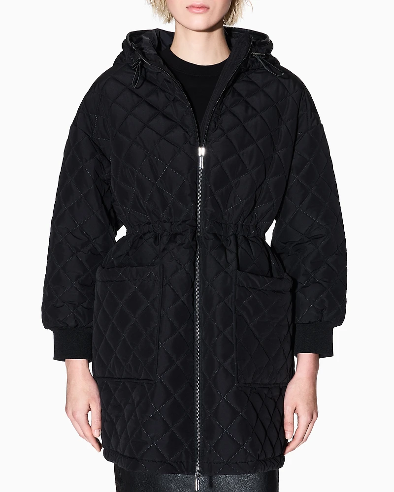 Armani Exchange - Parka with diamond quilted hood, Woman, Black, Size: