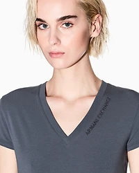 Armani Exchange -  Slim fit T-shirt with logo, Woman, Grey, Size: