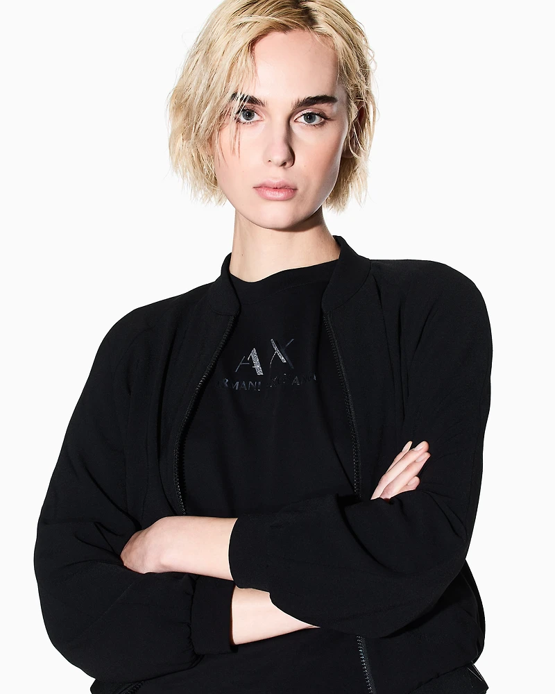 Armani Exchange - Regular fit T-shirt with graphic logo, Woman, Black, Size: