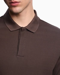 Emporio Armani - Jersey polo shirt with vertical jacquard motif, Man, Brown, Size: