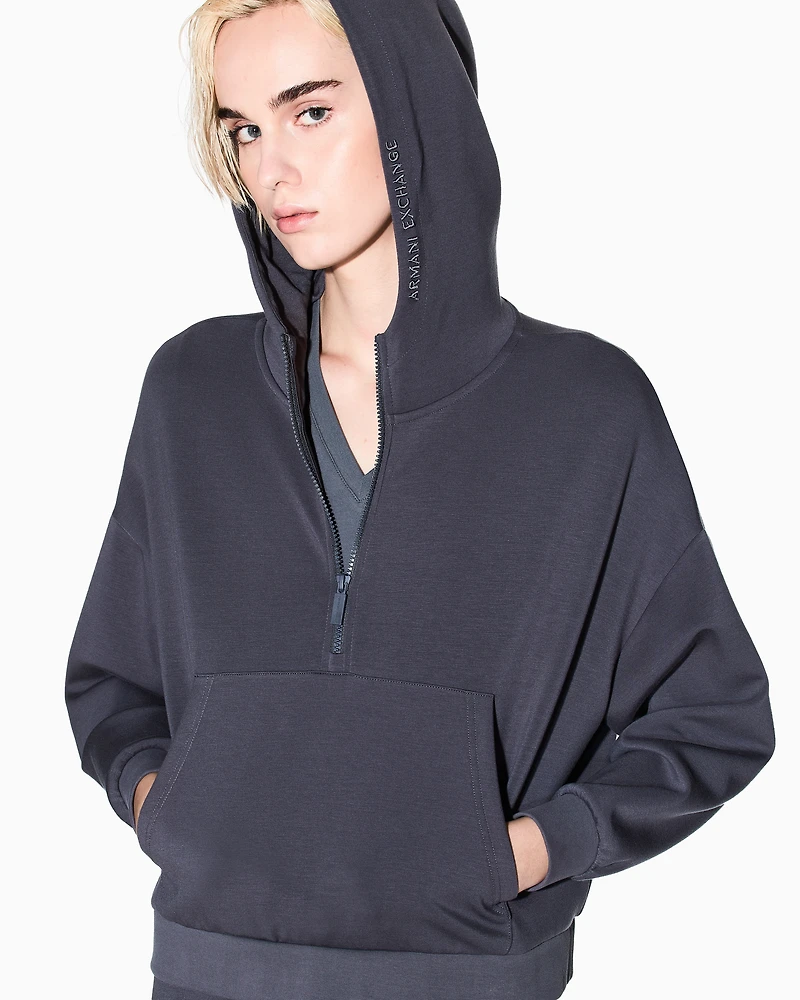 Armani Exchange - Half zip hoodie, Woman, Grey, Size: