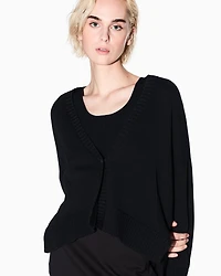 Armani Exchange - Asymmetrical cotton cardigan, Woman, Black, Size: