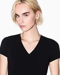 Armani Exchange -  Slim fit T-shirt with logo, Woman, Black, Size: