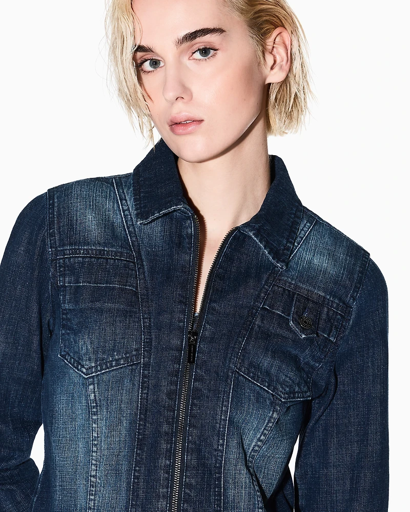 Armani Exchange - Indigo denim jacket, Woman, Blue, Size: