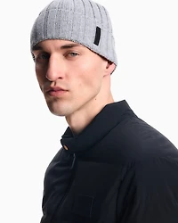 Emporio Armani - Rib-effect wool and cashmere blend beanie, Man, Grey, Size: