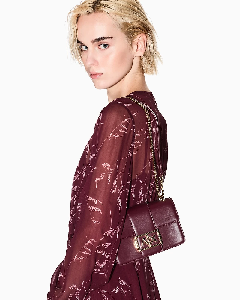 Armani Exchange - Shoulder bag with metal logo, Woman, Burgundy, Size: TU